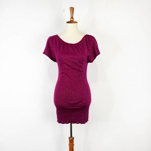 Vintage y2k minidress metallic magenta pink sweater dress size S Barbiecore